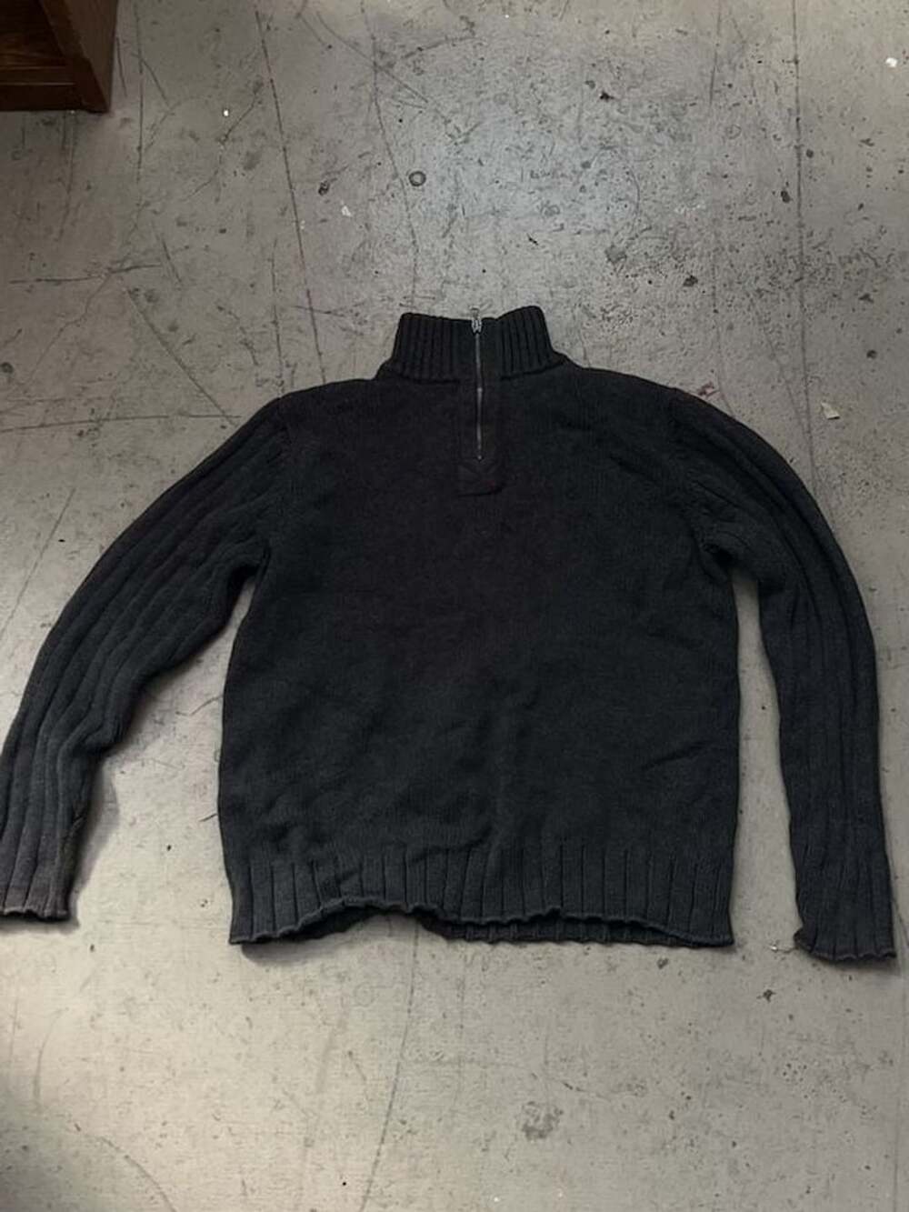 Polo Jeans Co. Quarter Zip Sweater Size L Gray Cotton Knit